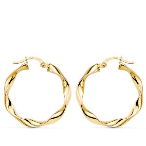 18K AROS ORO AMARILLO RELIADOS LISOS 23,5X2.5 MM