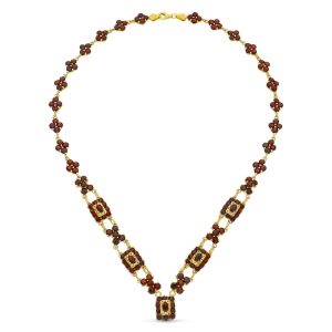 18K GARGANTILLA ORO AMARILLO GRANATES 42CM