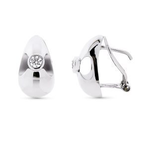 18K PENDIENTES ORO BLANCO CIRCONITA 16X9 MM CIERRE OMEGA
