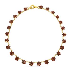 18K GARGANTILLA ORO AMARILLO CUAJOS DE GRANATES 42CM