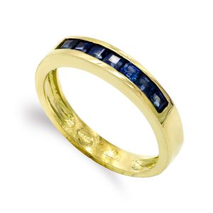 18K SORTIJA ORO AMARILLO CON CIRCONITA BAGUETTE EN CARRIL. ANCHO: 3,5 MM