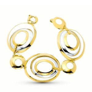 18K PULSERA ORO BICOLOR ESLABONES CIRCULOS