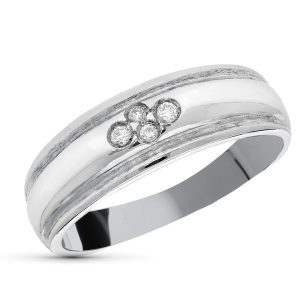 18K SORTIJA ORO BLANCO DIAMANTES TALLA BRILLANTE 0,05 QTS. ANCHO: 6 MM