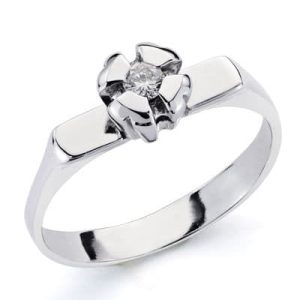 18K SOLITARIO DIAMANTE 0.10 QTES ORO BLANCO