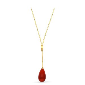 18K GARGANTILLA ORO AMARILLO LAGRIMA PIEDRA FINA 42CM