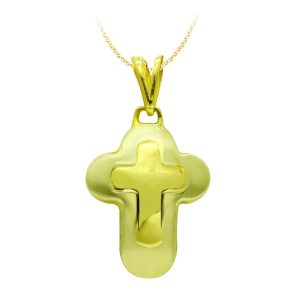 18K CRUZ ORO BICOLOR HUECA 25X18 MM