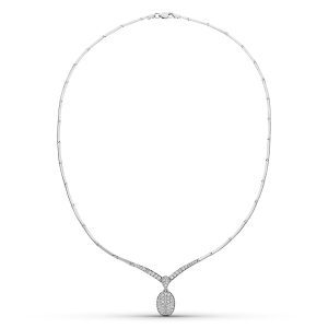 18K GARGANTILLA ORO BLANCO CIRCONITA MOTIVO OVAL