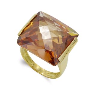 18K SORTIJA ORO AMARILLO PIEDRA RECTANGULAR TOPACIO. ANCHO: 18 MM