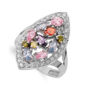 18K SORTIJA ORO BLANCO LANZADERA CON CIRCONITA 26X14 MM CUERPO 3 MM