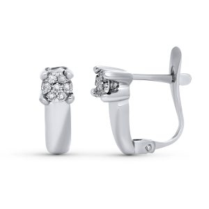 18K PENDIENTES ORO BLANCO DIAMANTES NATURALES 0,100 QTES SI-H. MEDIDA: 13 X 4 MM CIERRE CATALAN