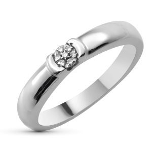 18K SORTIJA ORO BLANCO DIAMANTES TALLA BRILLANTE 0,05 QTS. ANCHO: 3,5 MM