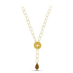 18K GARGANTILLA ORO AMARILLO ESLABONES OVALES MOTIVO CIRCULO Y PIEDRA