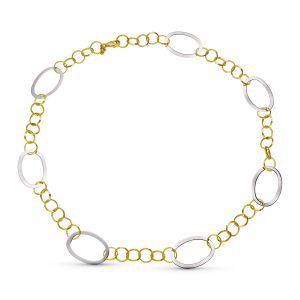 18K GARGANTILLA COLLAR ORO BICOLOR ESLABONES HUECOS 45CM