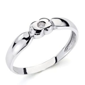 18K SOLITARIO ORO BLANCO BRILLANTE 0.040 QTS. ANCHO: 4MM