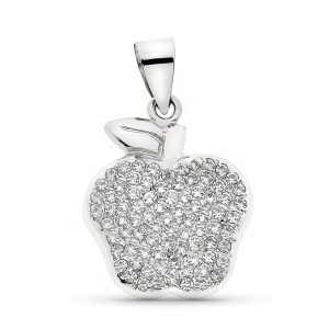 18K COLGANTE ORO BLANCO MANZANA CON CIRCONITA 21X17 MM