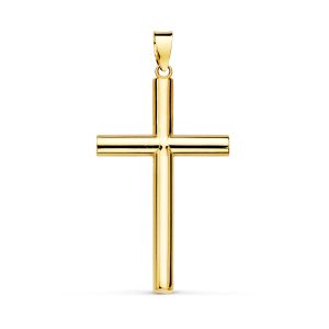 18K CRUZ ORO AMARILLO HUECA LISA 29X18 MM TUBO 3 MM