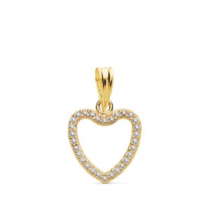 18K COLGANTE ORO AMARILLO CORAZON CIRCONITA 13X13 MM