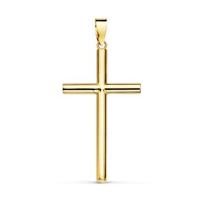 18K CRUZ ORO AMARILLO HUECA LISA 29X17 MM TUBO 2.2 MM