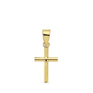 18K CRUZ ORO AMARILLO LISA 15X8X1.5 MM