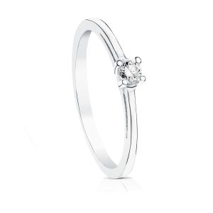18K SOLITARIO DIAMANTE NATURAL TALLA BRILLANTE ORO BLANCO 0.100 QTS. SI-H
