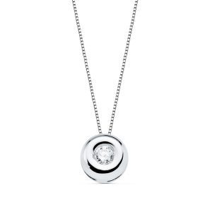 18K GARGANTILLA ORO BLANCO CHATON 7MM DIAMANTE LABORATORIO 3,40MM 0,150 QTS. G-VS2 CADENA 42CM