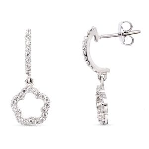 18K PENDIENTES LARGOS ORO BLANCO CON CIRCONITA 19X7 MM CIERRE PRESION
