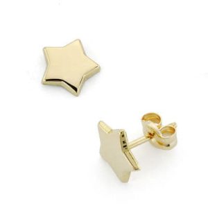 18K PENDIENTES ORO AMARILLO ESTRELLA 8 MM CIERRE PRESION
