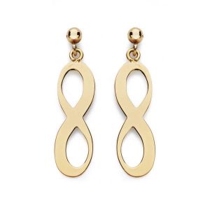 18K PENDIENTES INFINITO PRESION ORO AMARILLO 20X6 MM CIERRE PRESION