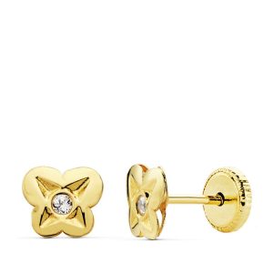18K PENDIENTES ORO AMARILLO MARIPOSA 6X5.5 MM CIERRE TUERCA