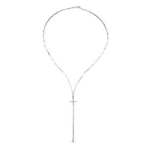 18K GARGANTILLA ORO BLANCO CRUZ CON CIRCONITAS