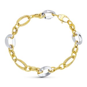 18k PULSERA ORO BICOLOR ESLABONES
