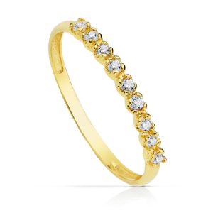 18K SORTIJA ORO AMARILLO 9 CIRCONITA GROSOR 2 MM
