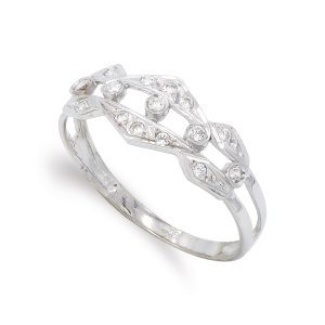 18K SORTIJA ORO BLANCO CON CIRCONITAS. ANCHO: 7,5 MM