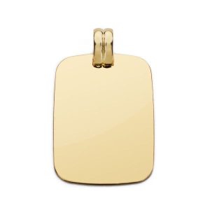 18K PLACA CHAPA ORO AMARILLO LISA EN BRILLO 28X20 MM