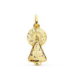 9K MEDALLA ORO AMARILLO VIRGEN DEL PILAR SILUETA 25X11 MM