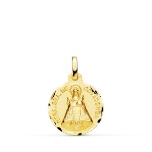 9K MEDALLA ORO AMARILLO DE LA VIRGEN DE COVADONGA 16 MM TALLADA