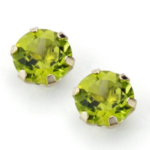 9K PENDIENTES ORO AMARILLO OLIVINA NATURAL GARRA CALADA 8 MM 3.90 QTS CIERRE PRESION