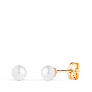 18K PENDIENTES ORO AMARILLO PERLA CON CASQUILLA. MEDIDA: 4 MM. CIERRE PRESION