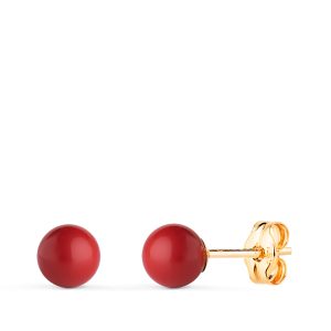 18K PENDIENTES ORO AMARILLO CORAL CON CASQUILLA. MEDIDA: 5 MM. CIERRE PRESION