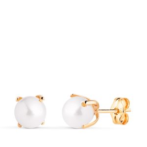 18K PENDIENTES ORO AMARILLO PERLA CON 4 GARRAS. MEDIDA: 6 MM. CIERRE PRESION