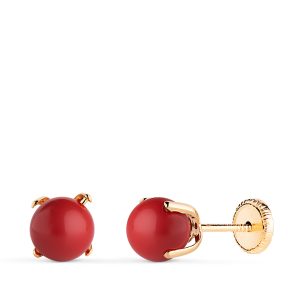 18K PENDIENTES ORO AMARILLO CORAL CON 4 GARRAS. MEDIDA: 6 MM. CIERRE TUERCA
