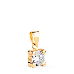 18K COLGANTE ORO AMARILLO CON CIRCONITA 6MM CON 4 GARRAS. ANCHO: 6,5 MM.