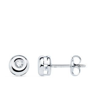 18K PENDIENTES CHATON ORO BLANCO DIAMANTES LABORATORIO 0,100 QTS VS2-G. MEDIDA: 6 X 6 MM. CIERRE PRESION