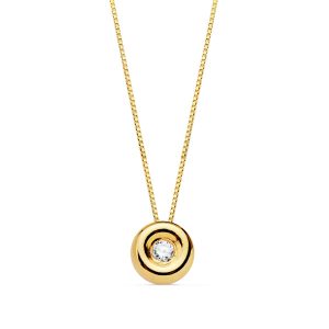 18K GARGANTILLA ORO AMARILLO CHATON 4,85 MM DIAMANTE LABORATORIO 1,50MM 0,015 QTS. G-VS2 CADENA 42CM
