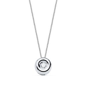 18K GARGANTILLA ORO BLANCO CHATON 5,5 MM DIAMANTE LABORATORIO 1,70MM 0,020 QTS. G-VS2. CADENA 42CM