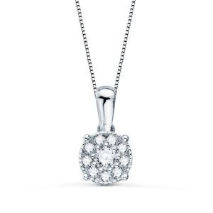18K GARGANTILLA ORO BLANCO COLGANTE 6.5 MM DIAMANTES LABORATORIO 0,182 QTS CADENA 42-3 CM VS2-G
