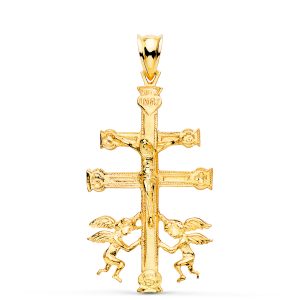 18K CRUZ ORO AMARILLO CARAVACA CON CRISTO. 36 X 22 MM